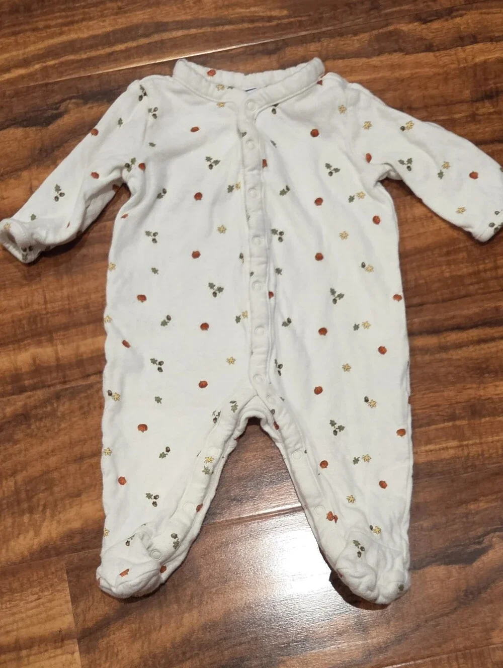 Janie and Jack 0-3 Months Fall Print Footed One-Piece Romper